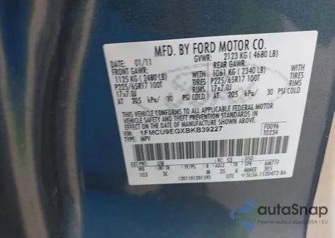 2011 Ford Escape Limited from USA, damaged, VIN 1FMCU9EGXBKB39227